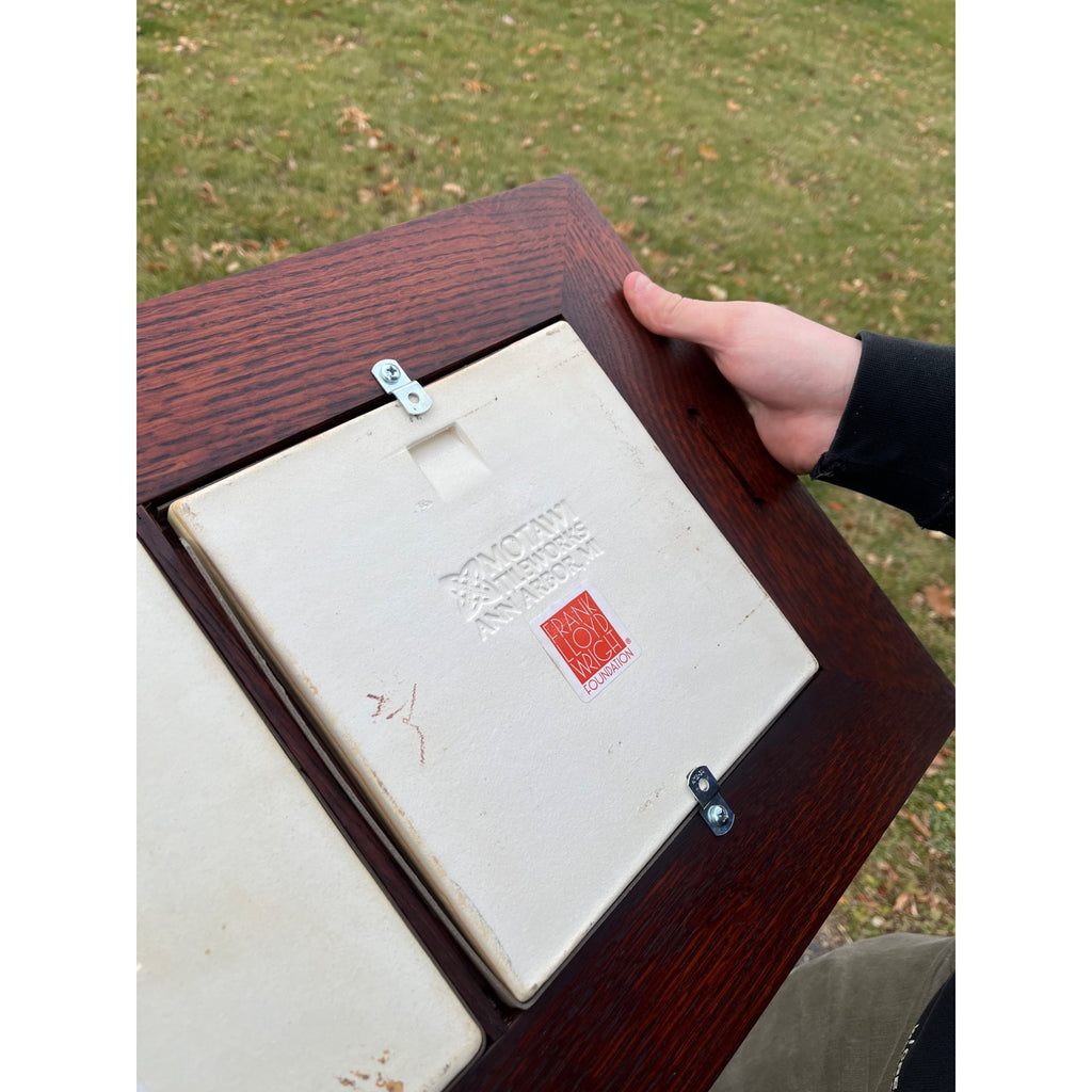 Vintage Frank Lloyd Wright Foundation Motawi Tiles Quartersawn Oak Framed Art
