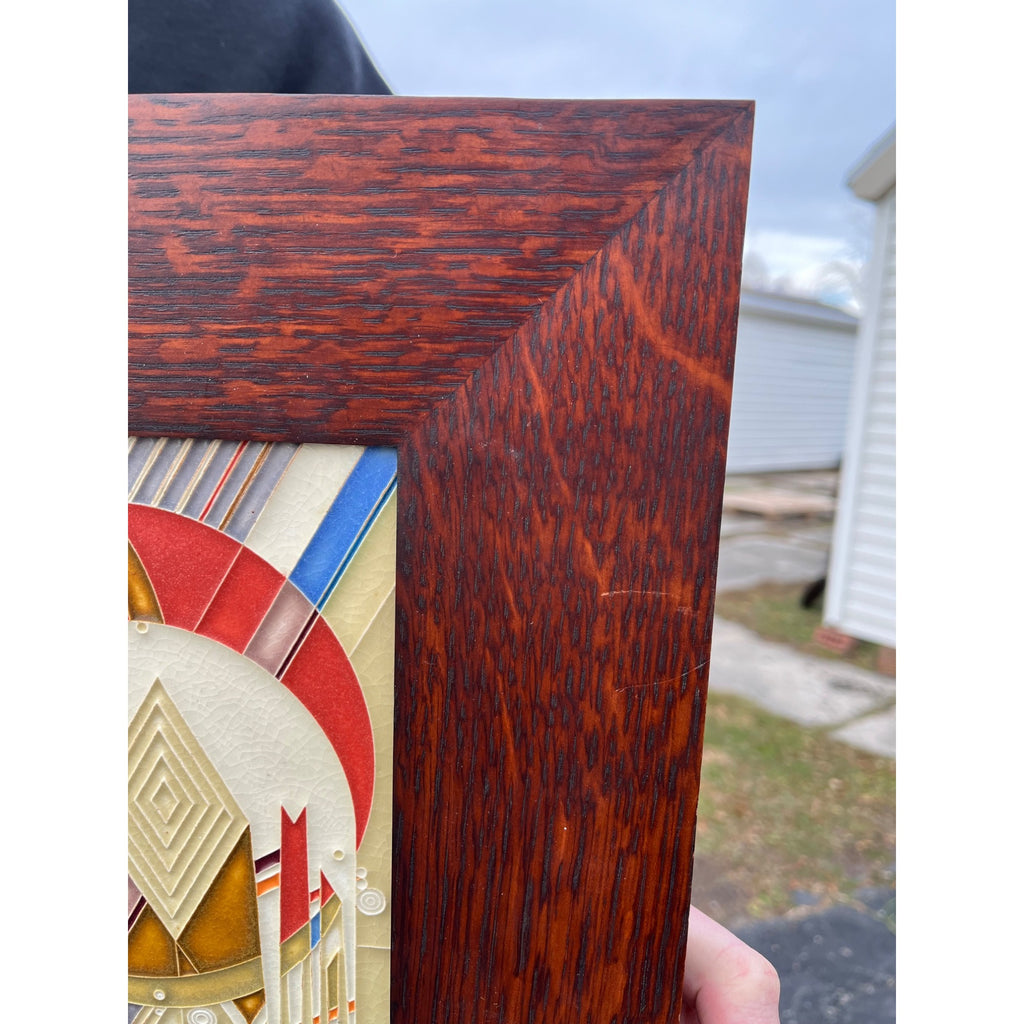 Vintage Frank Lloyd Wright Foundation Motawi Tiles Quartersawn Oak Framed Art