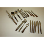 Lot of Vintage MCM Stainless Steel Barware and Serving Utensils, Wooden Handles