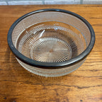 Vintage Pressed Glass Serving Bowl With Diamond-Cut Starburst Pattern & Silverplate Rim Made in England