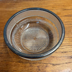 Vintage Pressed Glass Serving Bowl With Diamond-Cut Starburst Pattern & Silverplate Rim Made in England