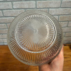 Vintage Pressed Glass Serving Bowl With Diamond-Cut Starburst Pattern & Silverplate Rim Made in England