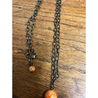 Vintage Carnelian Red Donut Pendant Necklace Adjustable