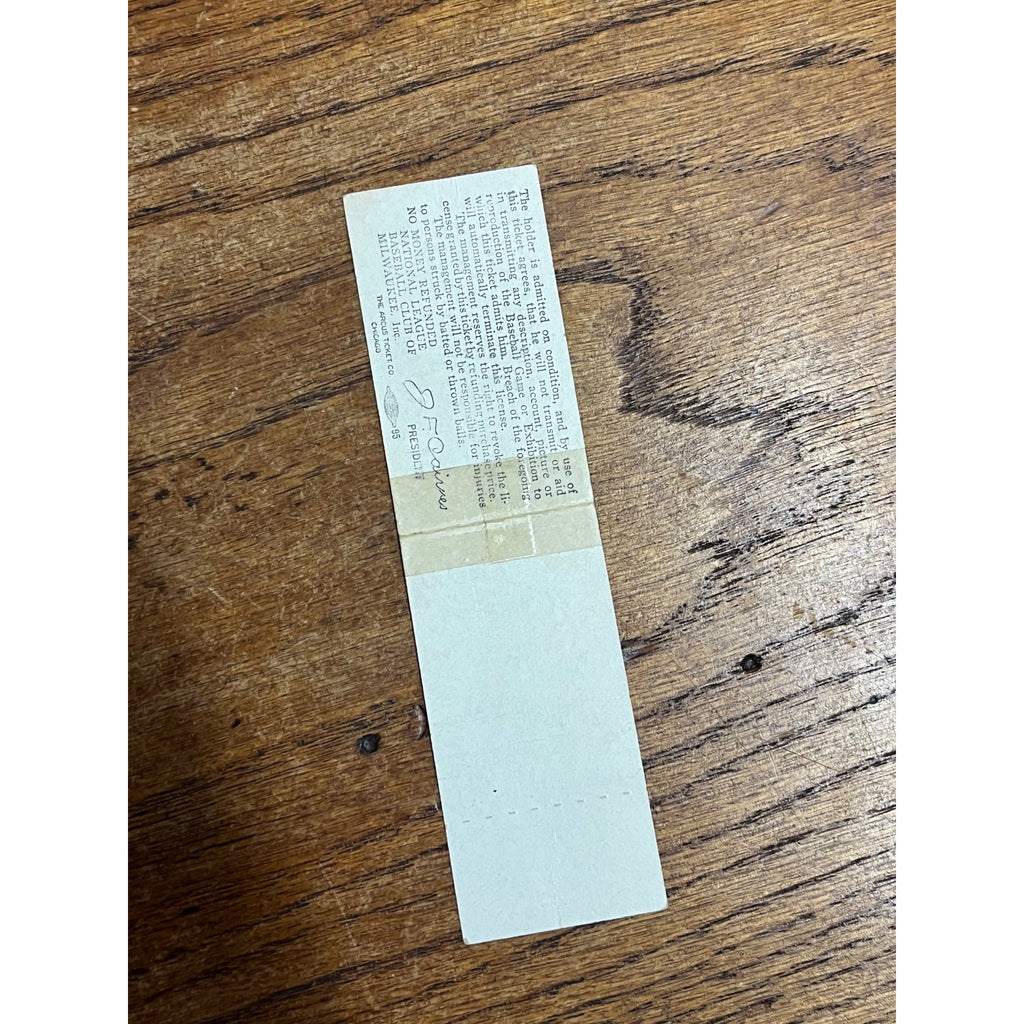 1961 Sept 29 Milwaukee Braves vs Giants Ticket Spahn Win #309 Mathews HR #370