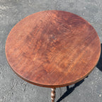 Antique Victorian Curly Maple Ornate Small Gypsy Parlor Table Round Spindle Gallery Plant Stand
