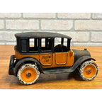 Vintage 1920s Arcade Cast Iron Yellow Cab Sedan Taxicab Taxi Cab 8" w/ Driver