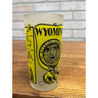 Vintage Frosted State Drinking Glass Wyoming Yellowstone Hazel Atlas