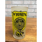 Vintage Frosted State Drinking Glass Wyoming Yellowstone Hazel Atlas