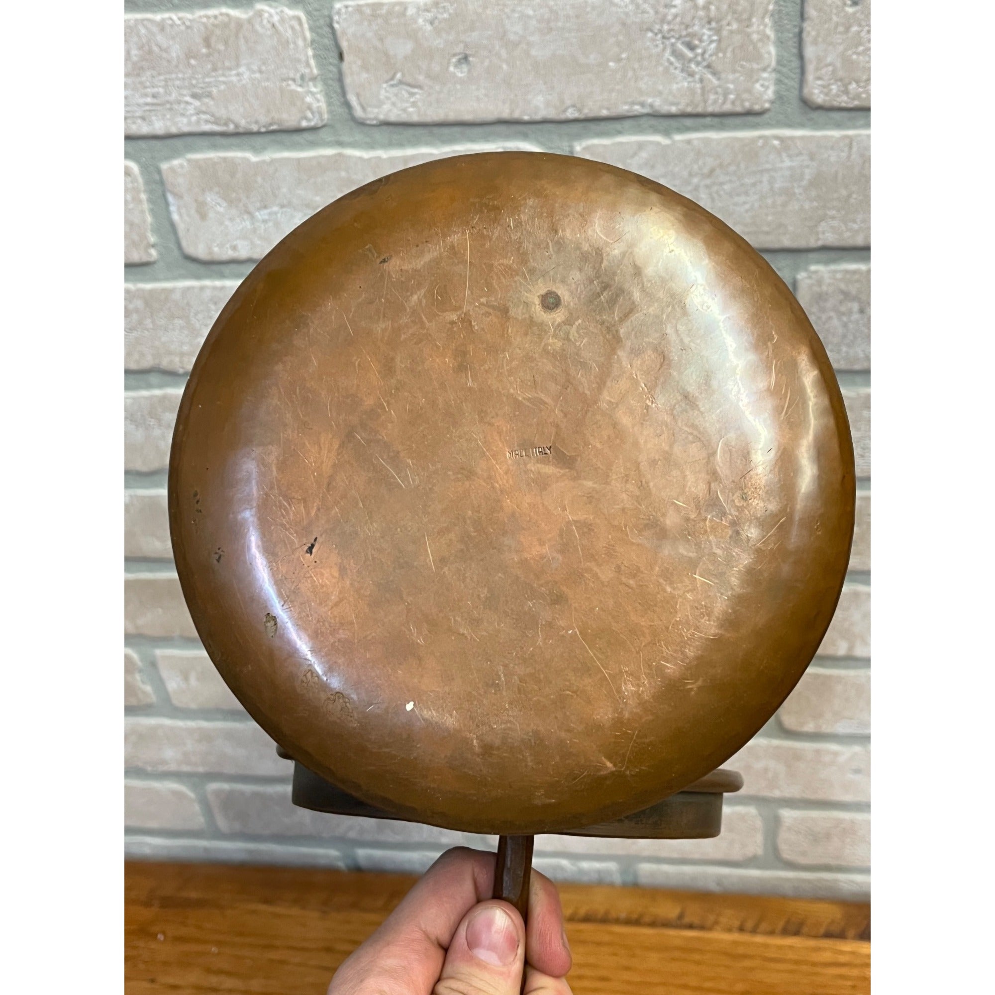 Antique Primitive Copper Bed Warmer Wooden Handle Rustic Farmhouse