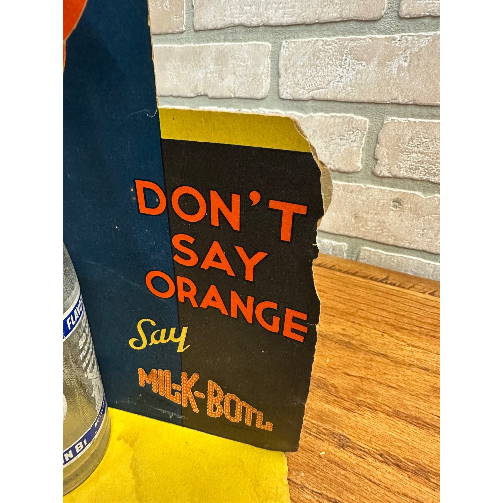 Vintage 1930s Mil-Kay Soda Advertising Cardboard Litho Sign Bottle Store Display