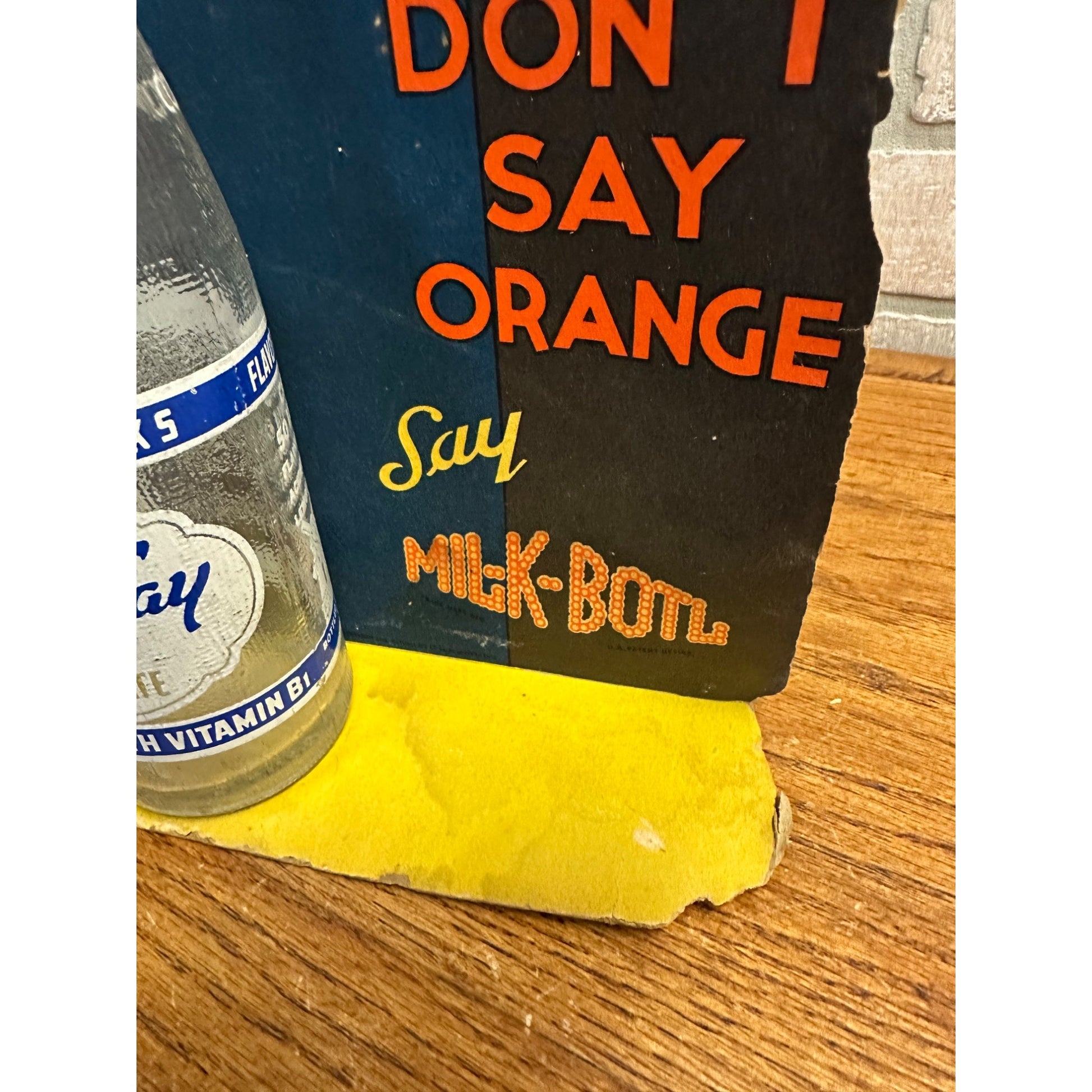 Vintage 1930s Mil-Kay Soda Advertising Cardboard Litho Sign Bottle Store Display