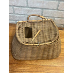 Vintage Wicker Woven Fishing Creel Basket Bait Tackle -- AS-IS