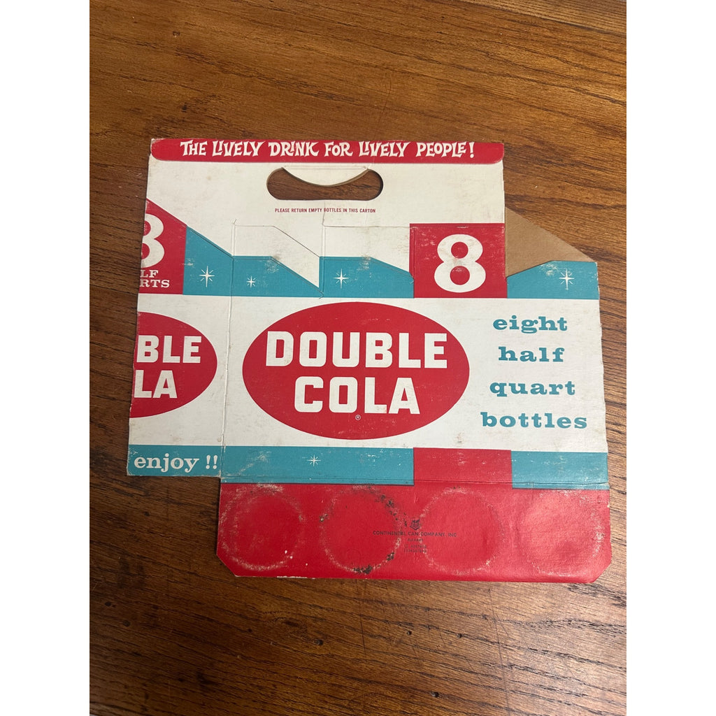 Double Cola Cardboard Carrier Eight Pack Carton Bottle 16oz Vintage Half Quart