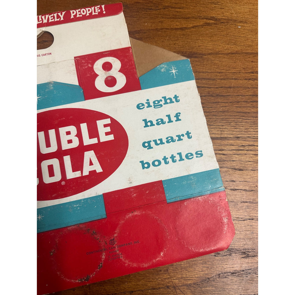 Double Cola Cardboard Carrier Eight Pack Carton Bottle 16oz Vintage Half Quart