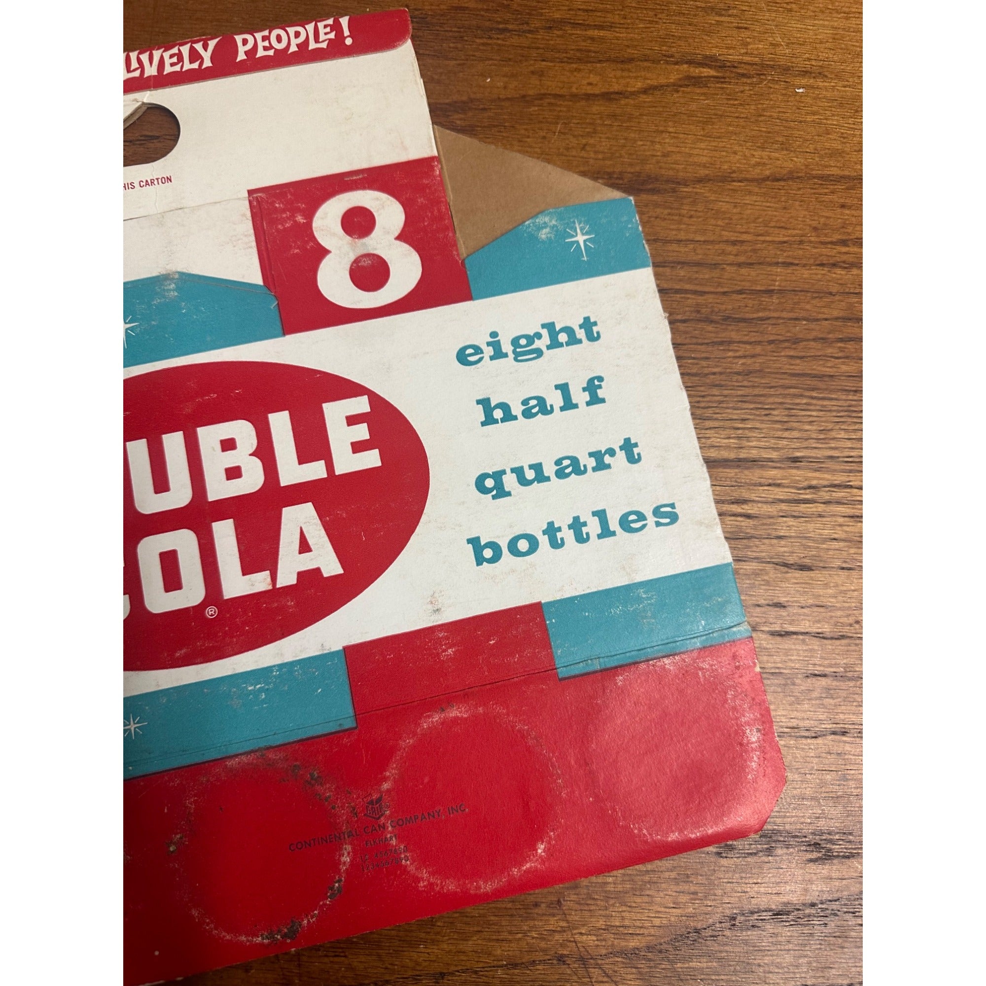 Double Cola Cardboard Carrier Eight Pack Carton Bottle 16oz Vintage Half Quart