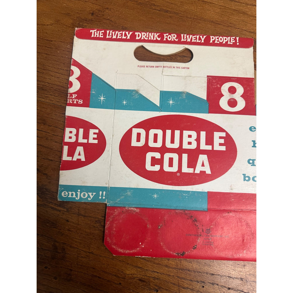Double Cola Cardboard Carrier Eight Pack Carton Bottle 16oz Vintage Half Quart