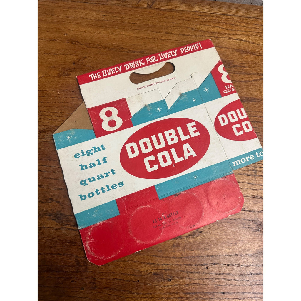 Double Cola Cardboard Carrier Eight Pack Carton Bottle 16oz Vintage Half Quart