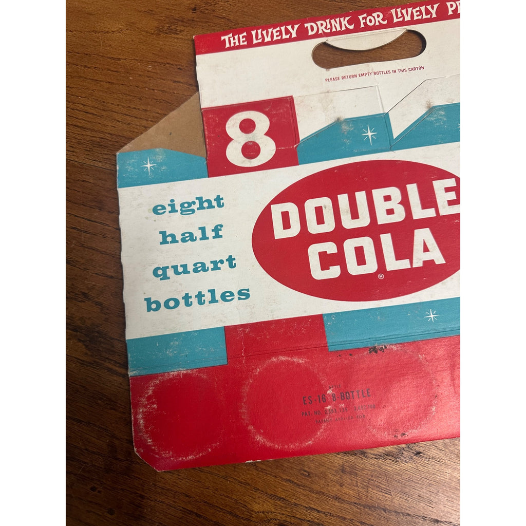 Double Cola Cardboard Carrier Eight Pack Carton Bottle 16oz Vintage Half Quart