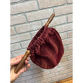 Antique Church Chapel Offering Collection Bag Velvet w Wood Handles