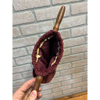Antique Church Chapel Offering Collection Bag Velvet w Wood Handles