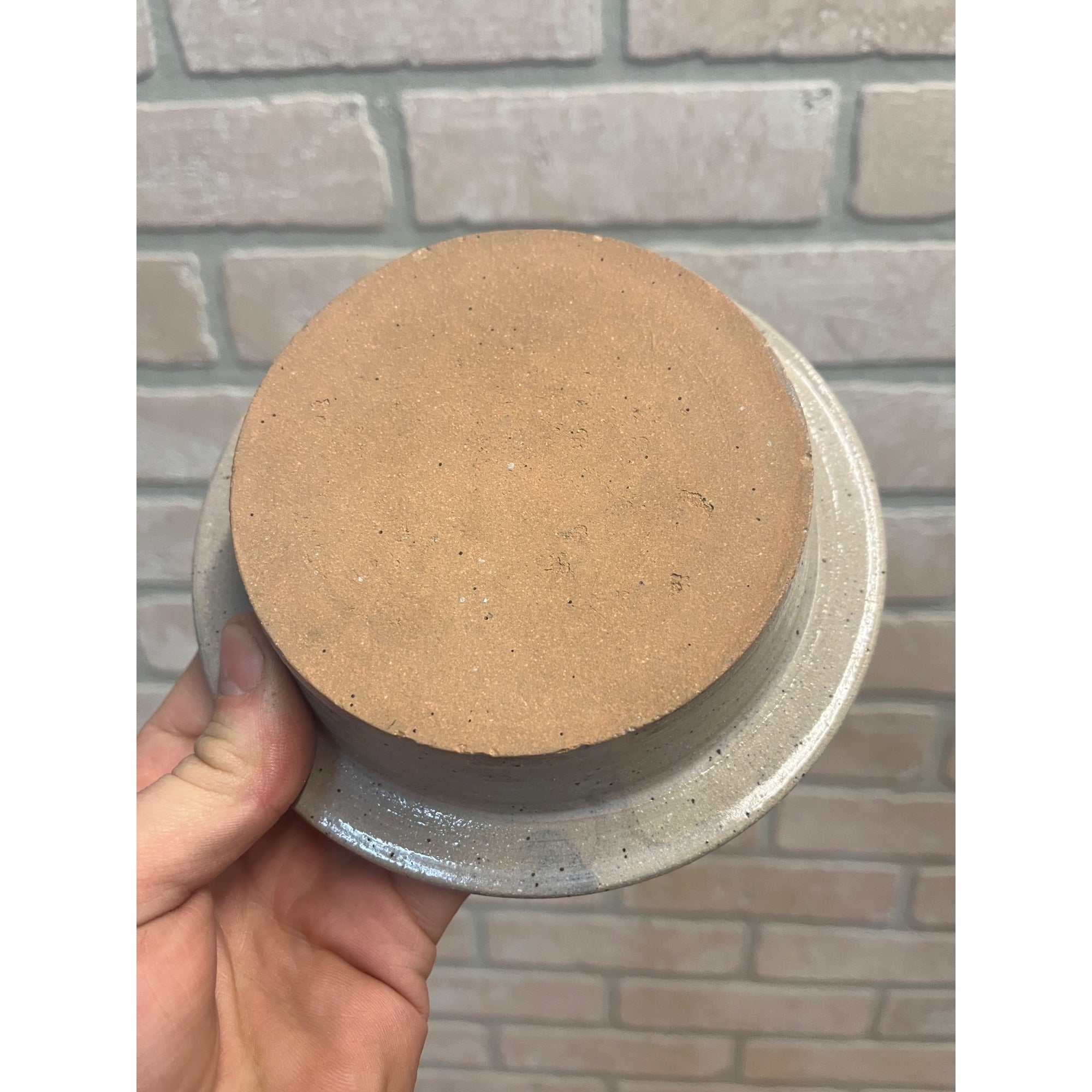 Primitive Style Stoneware Salt Glaze Baby Dish Bowl Teddy Bear Alphabet 6”