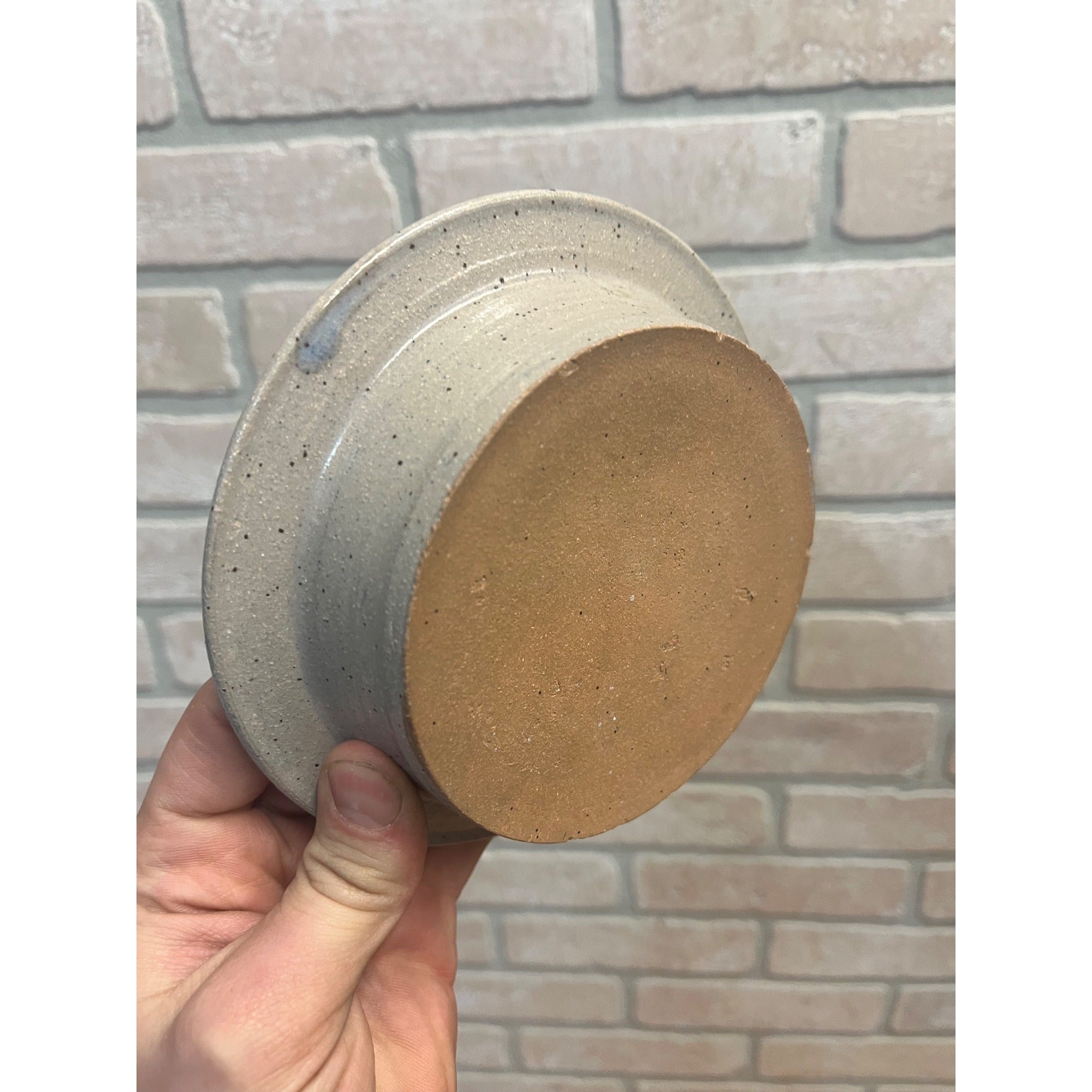 Primitive Style Stoneware Salt Glaze Baby Dish Bowl Teddy Bear Alphabet 6”