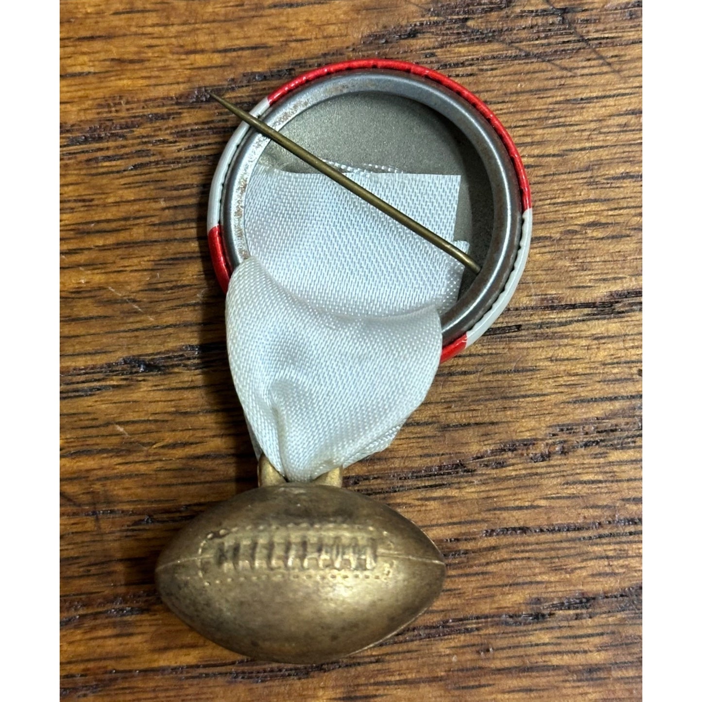 Vintage 1950s University of Wisconsin UW Pin Button + Brass Football Charm