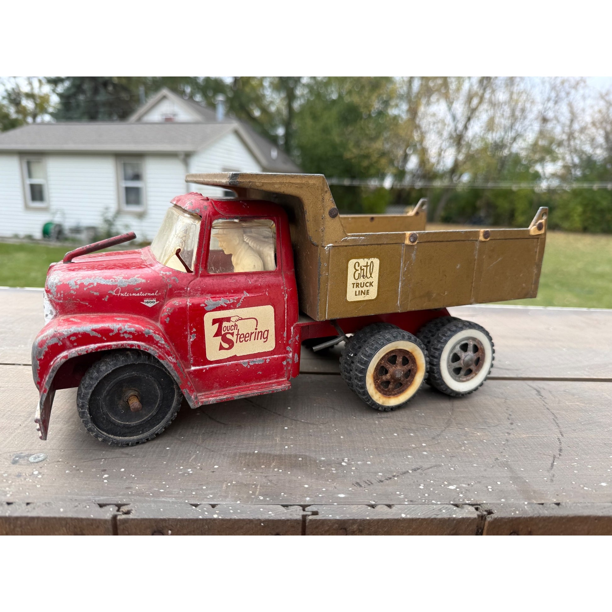 Vintage 1950s Ertl International Touch Steering IH Dump Truck Metal Toy
