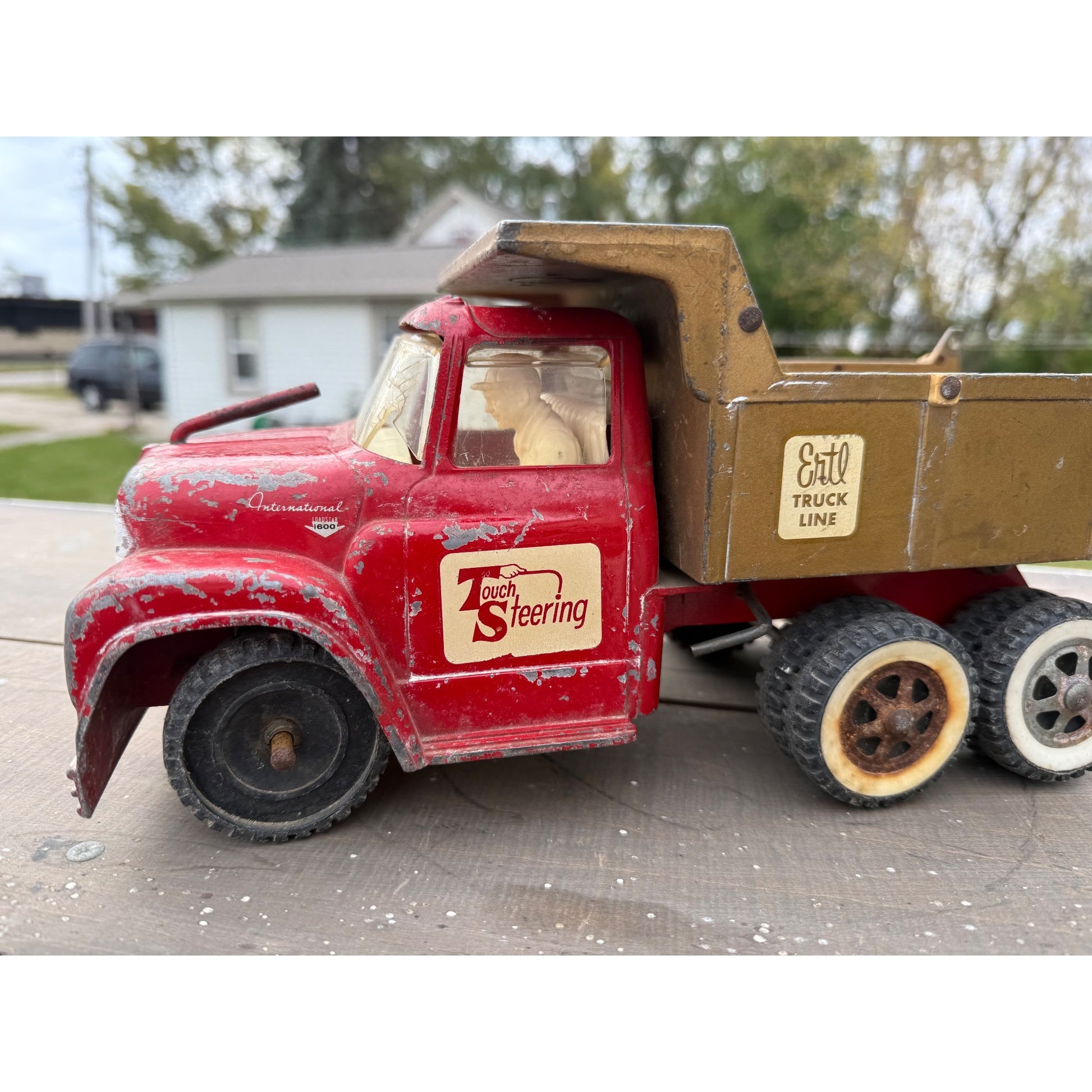 Vintage 1950s Ertl International Touch Steering IH Dump Truck Metal Toy