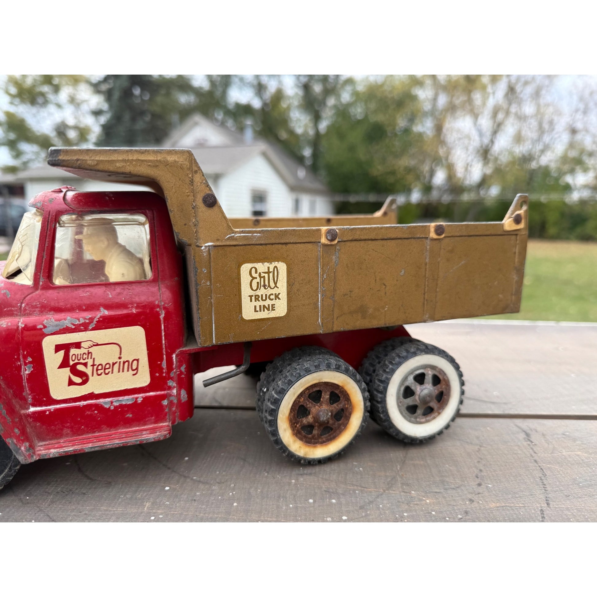 Vintage 1950s Ertl International Touch Steering IH Dump Truck Metal Toy