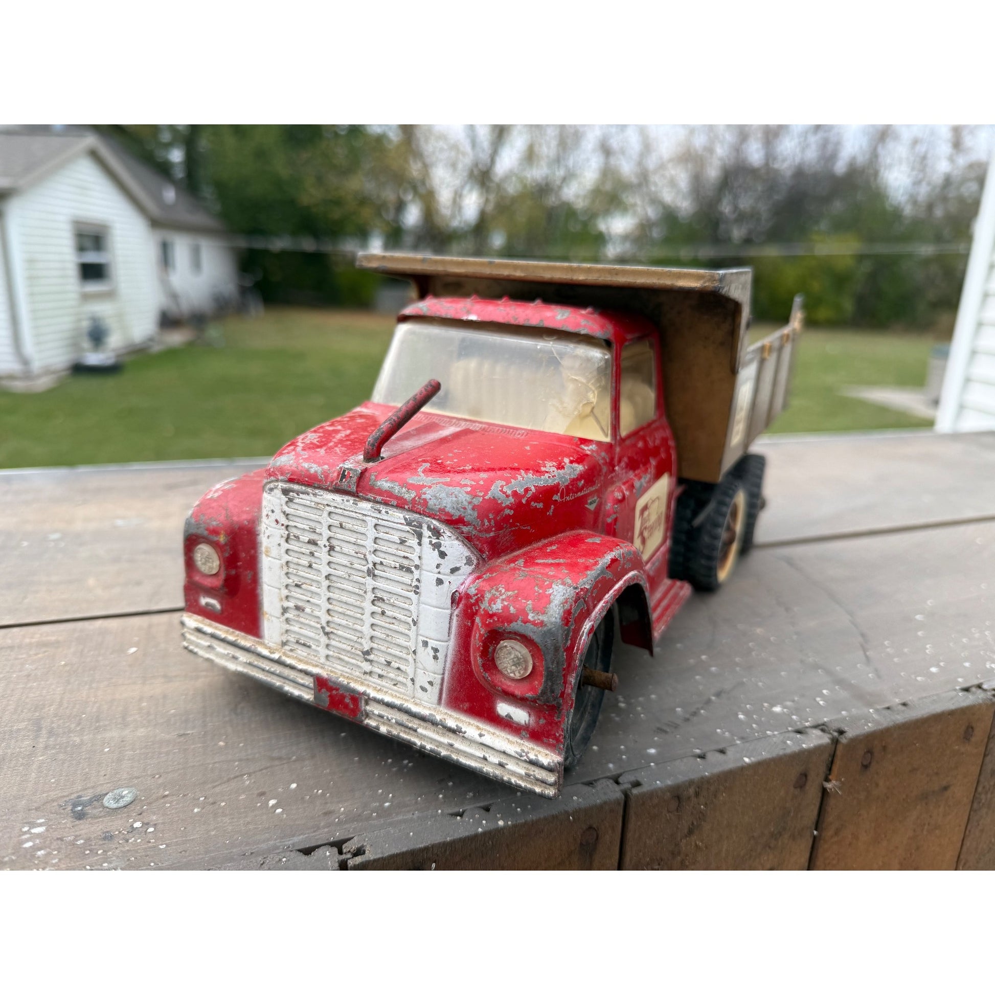 Vintage 1950s Ertl International Touch Steering IH Dump Truck Metal Toy