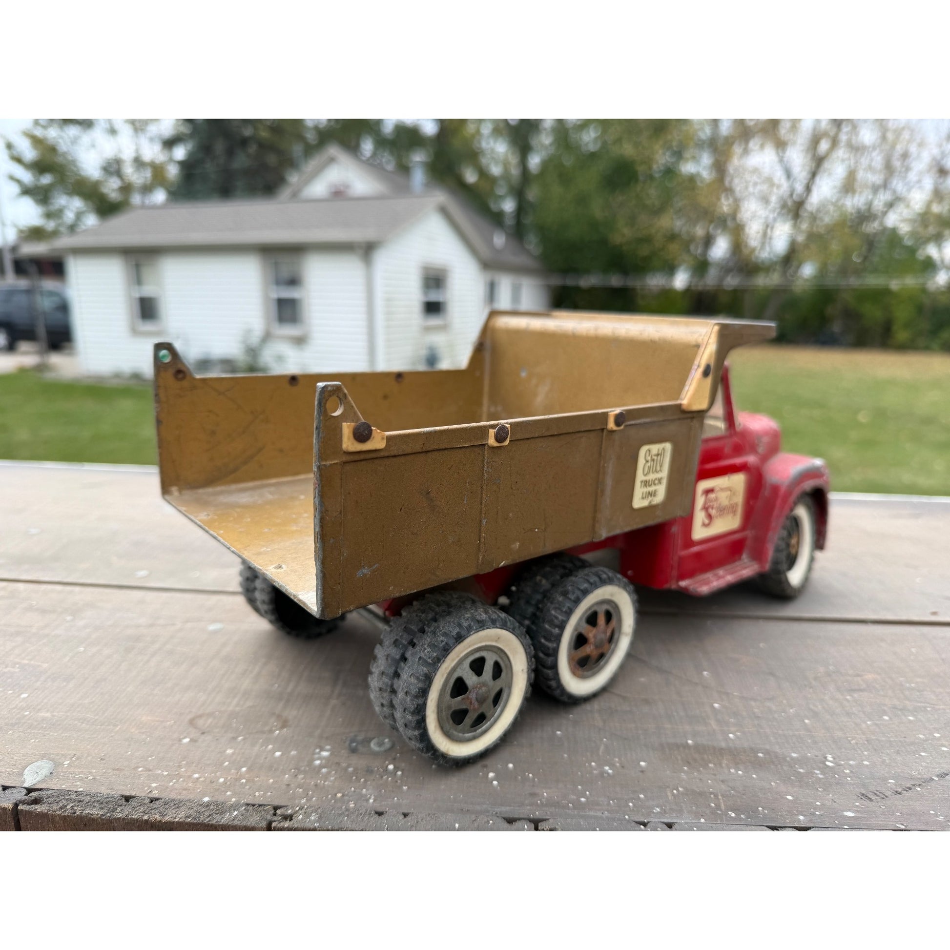 Vintage 1950s Ertl International Touch Steering IH Dump Truck Metal Toy