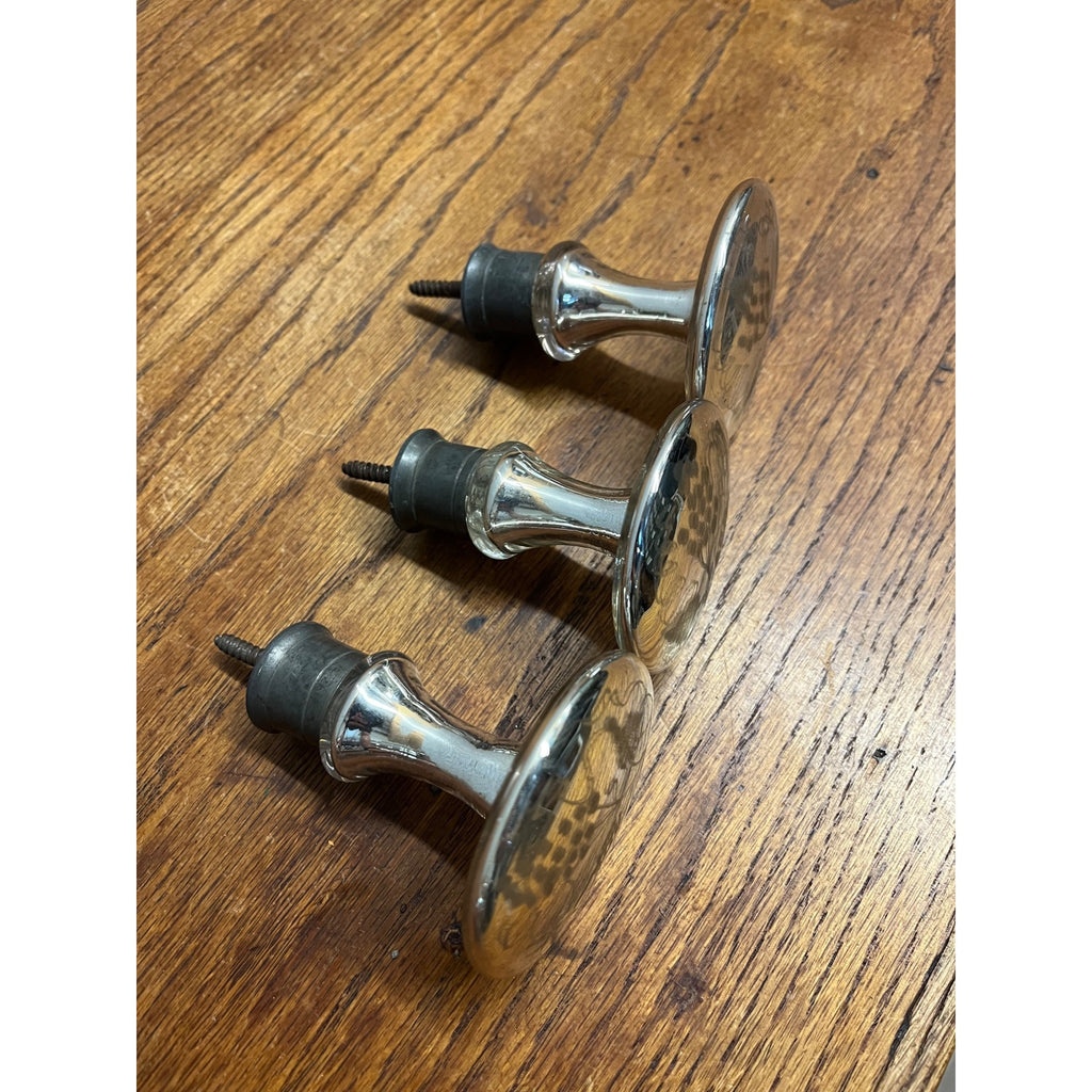 Antique Silver Mercury Glass Cabinet Door Knob Pull Lot (3)