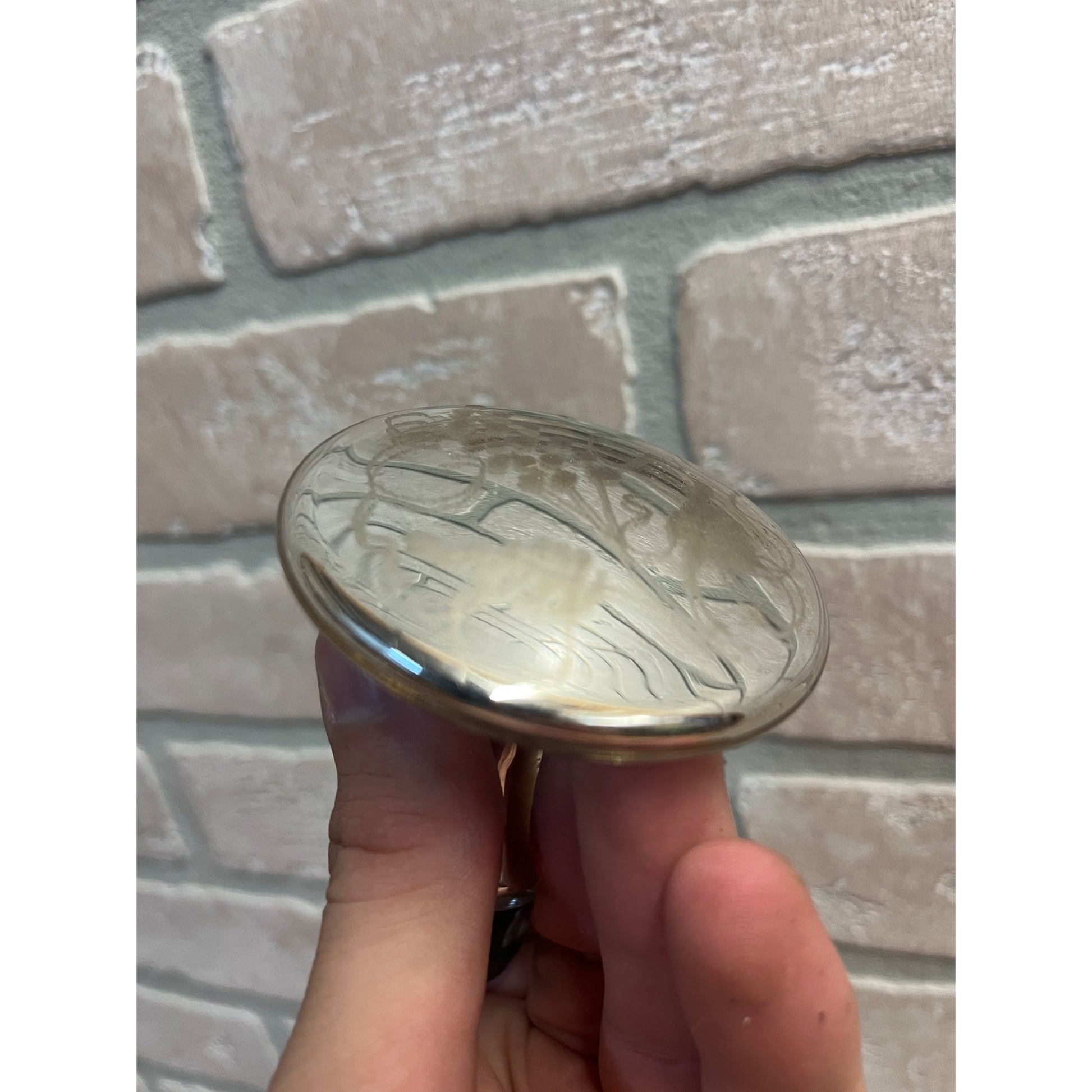 Antique Silver Mercury Glass Cabinet Door Knob Pull Lot (3)