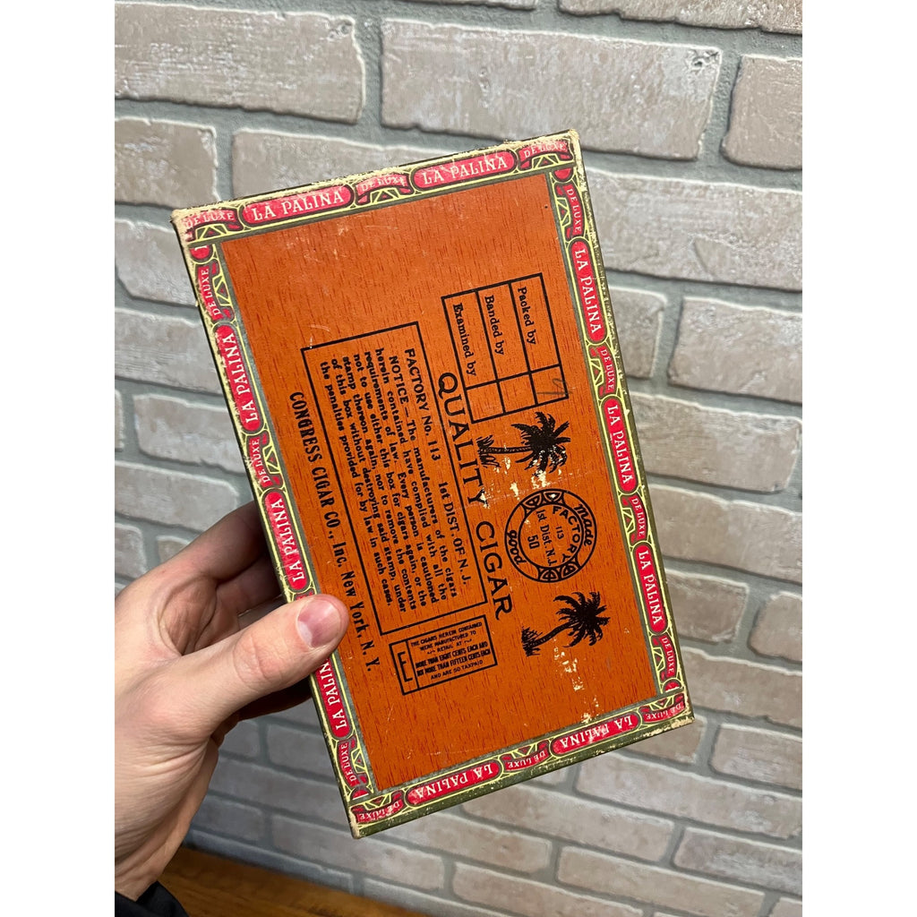 Vintage La Palina De Luxe Cigars Advertising Box Empty Congress Cigar Co. NY