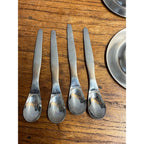 Vintage 1960s MCM Lundtofte Egg Cups w/ Four Quist Spoons Danish Denmark