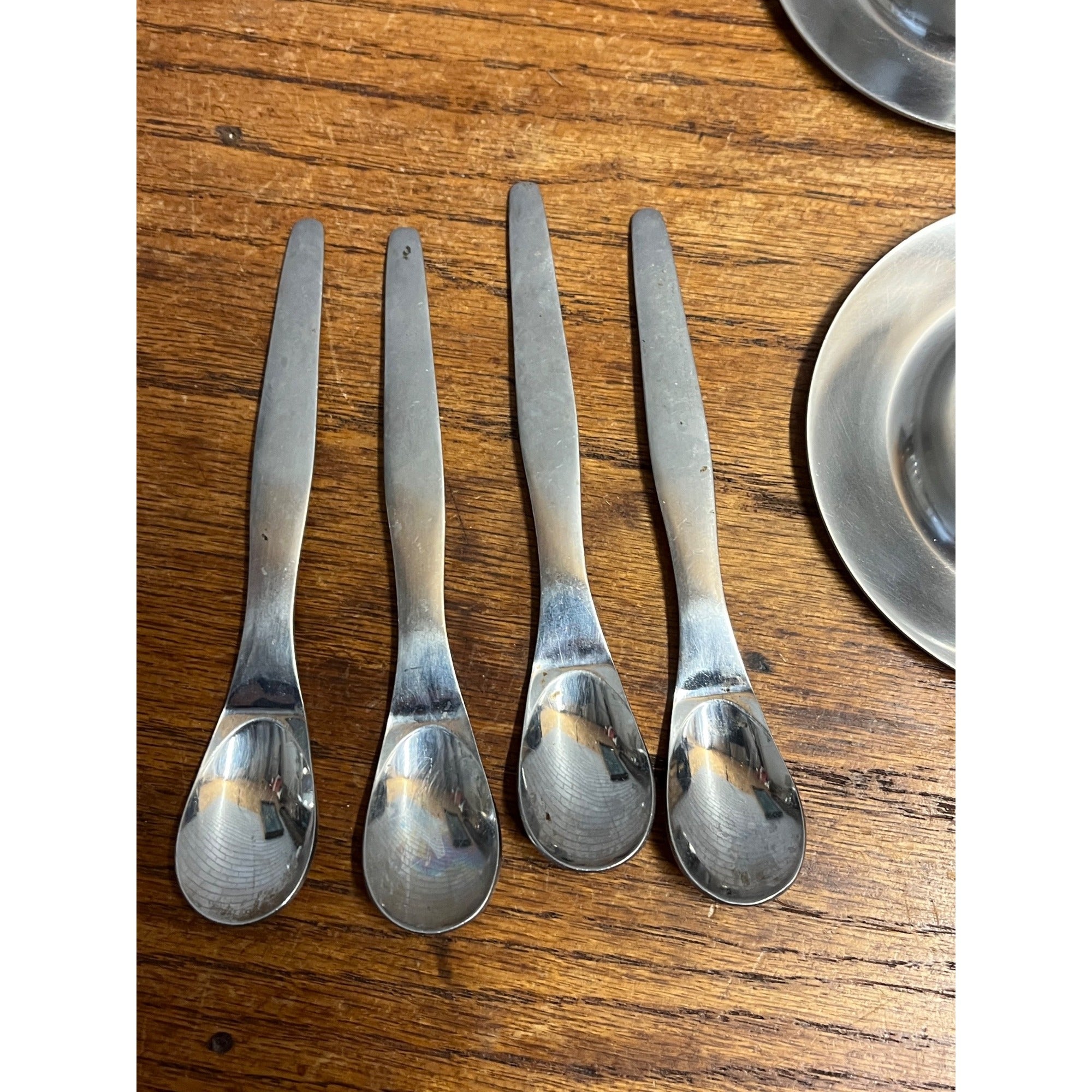 Vintage 1960s MCM Lundtofte Egg Cups w/ Four Quist Spoons Danish Denmark