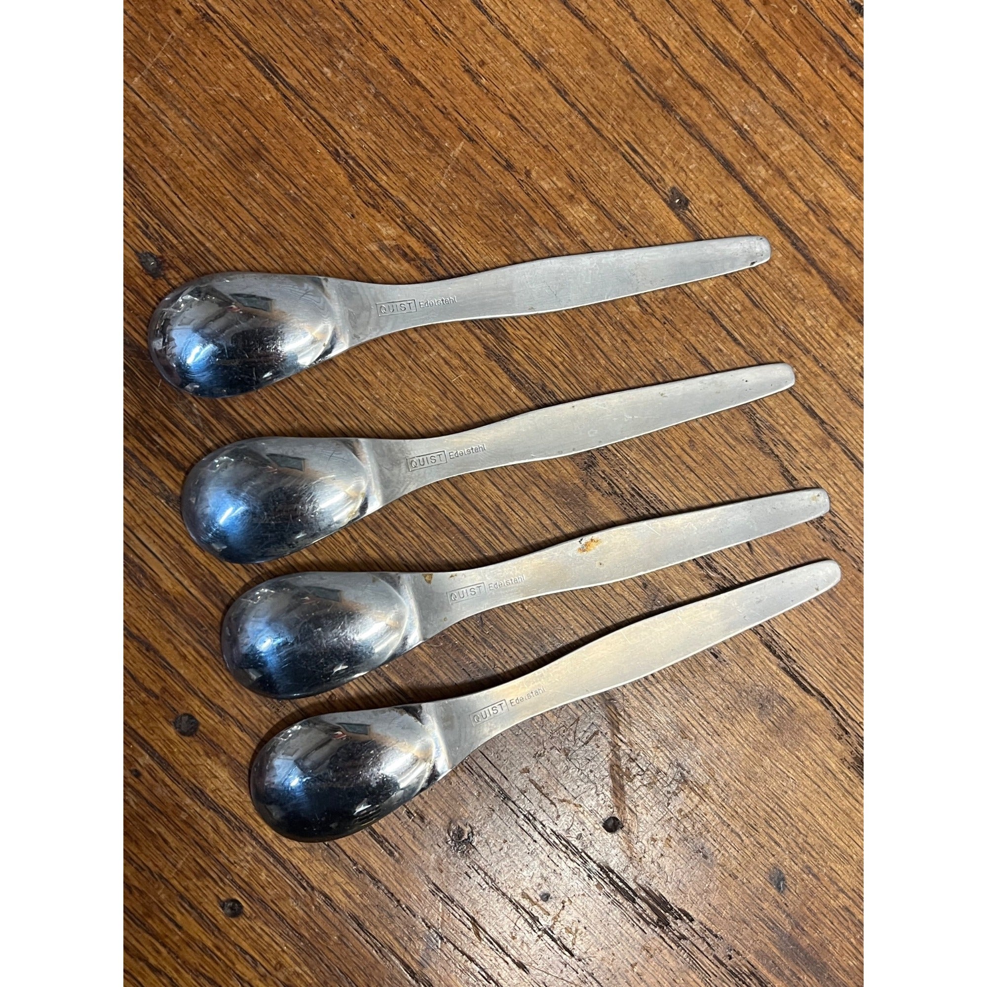 Vintage 1960s MCM Lundtofte Egg Cups w/ Four Quist Spoons Danish Denmark