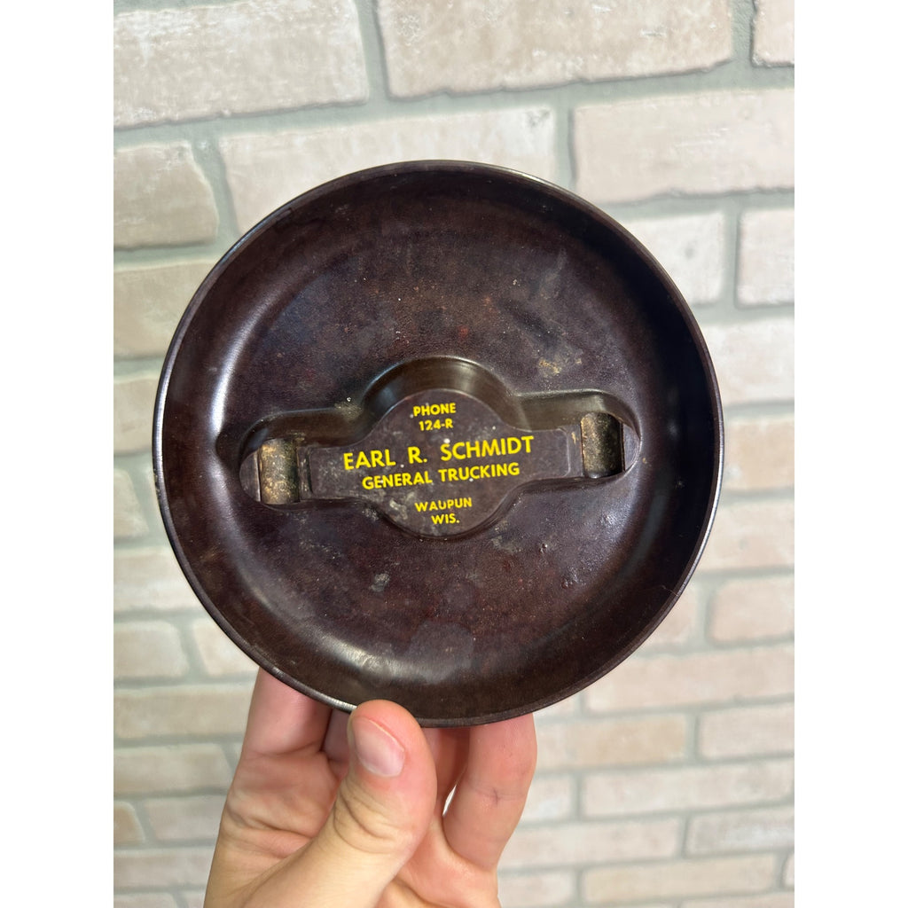 Vintage Earl. R. Schmidt General Trucking Advertising Ashtray Waupun Wis WI