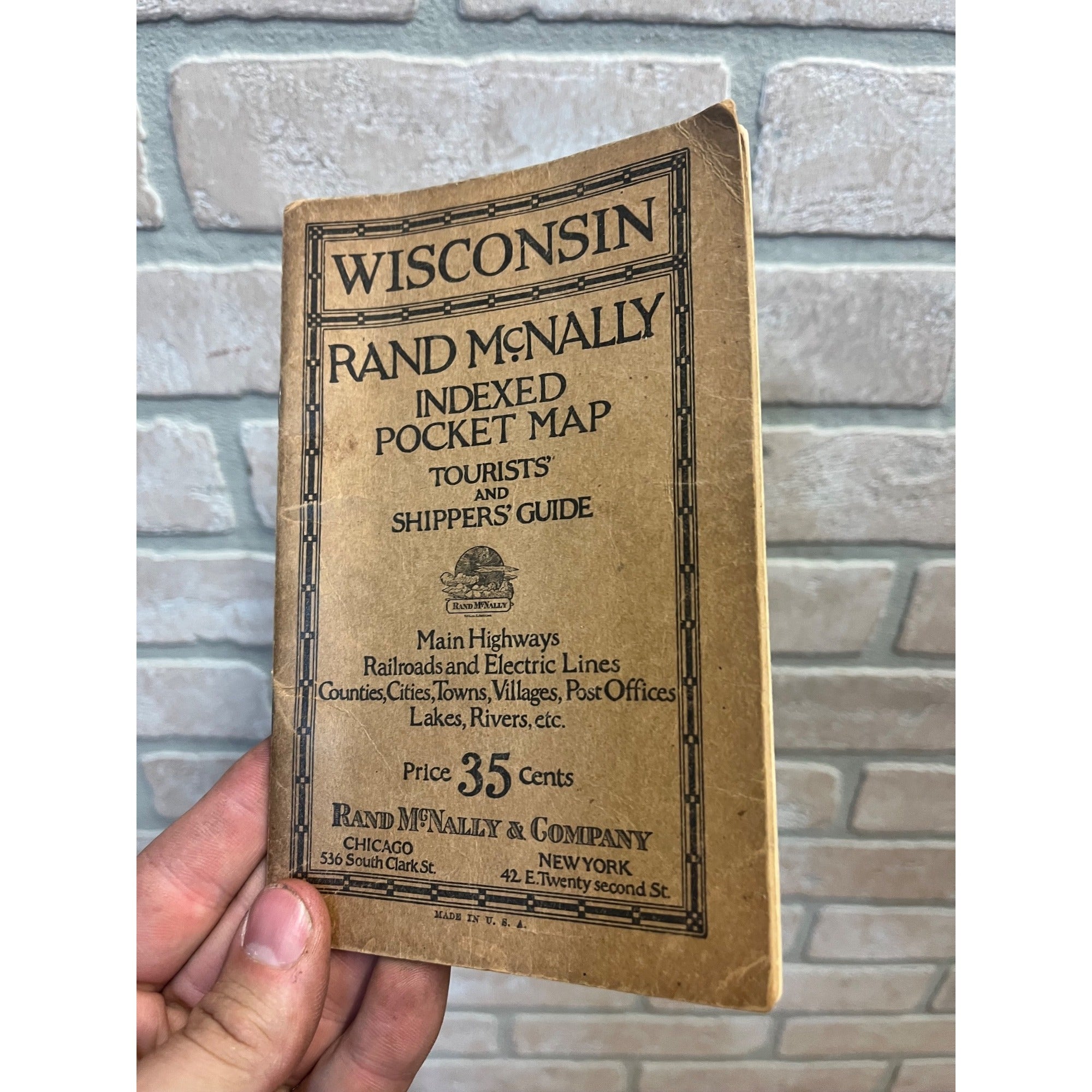 Vintage Rand McNally Indexed Pocket Map Tourist Shippers Guide Booklet Railroads