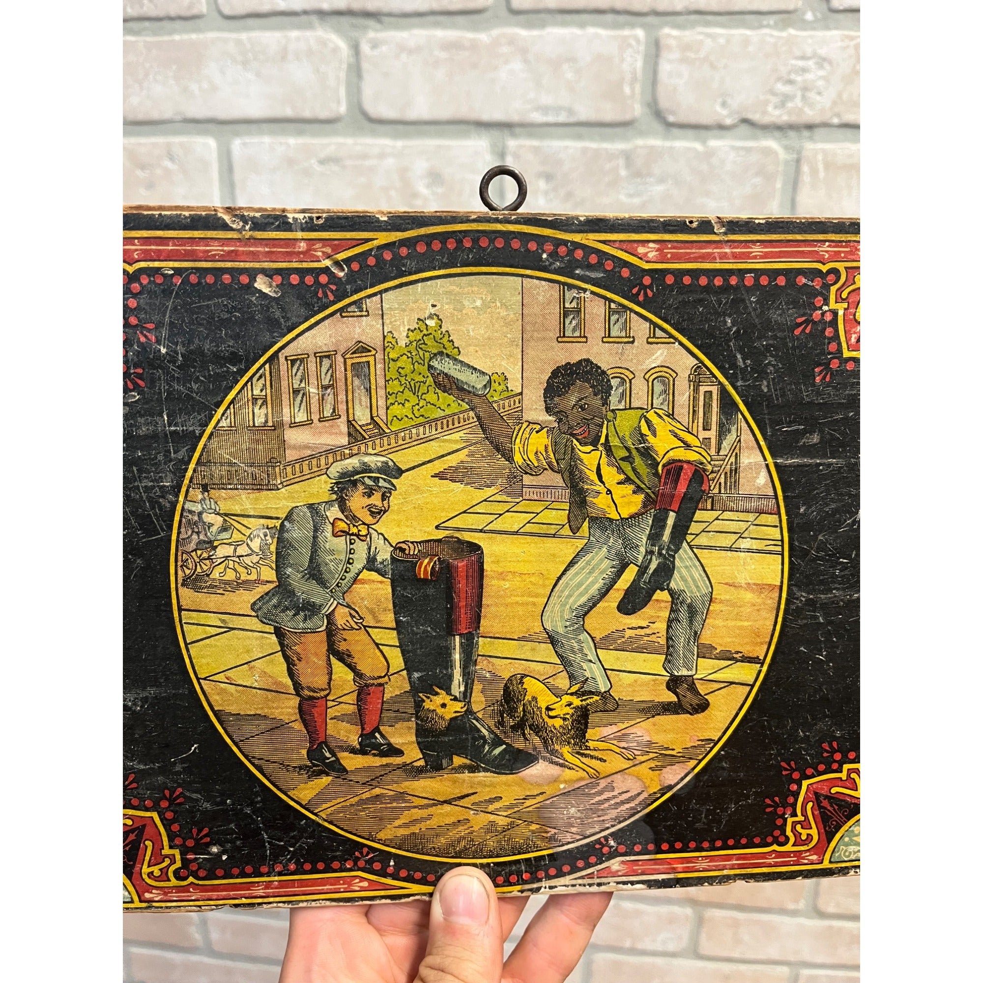 Vintage 1920s Mason's Blackening Shoe Polish Advertising Litho Crate Sign Lid