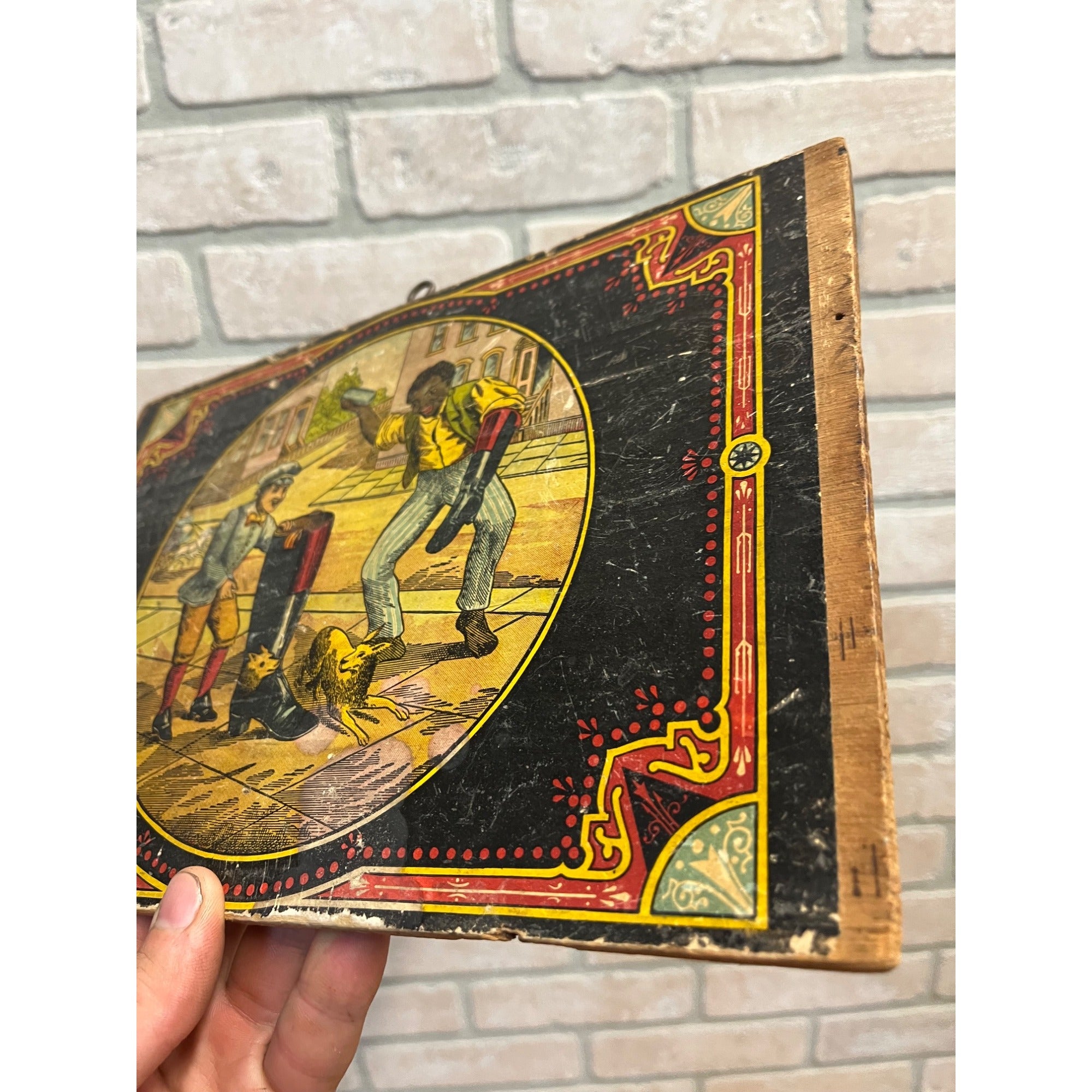 Vintage 1920s Mason's Blackening Shoe Polish Advertising Litho Crate Sign Lid