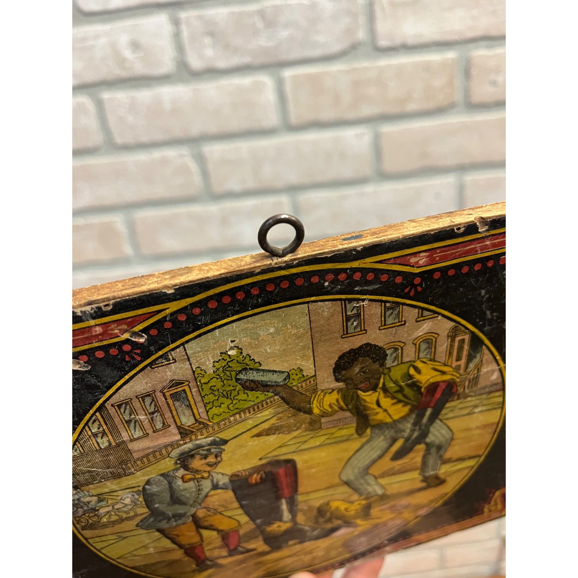 Vintage 1920s Mason's Blackening Shoe Polish Advertising Litho Crate Sign Lid