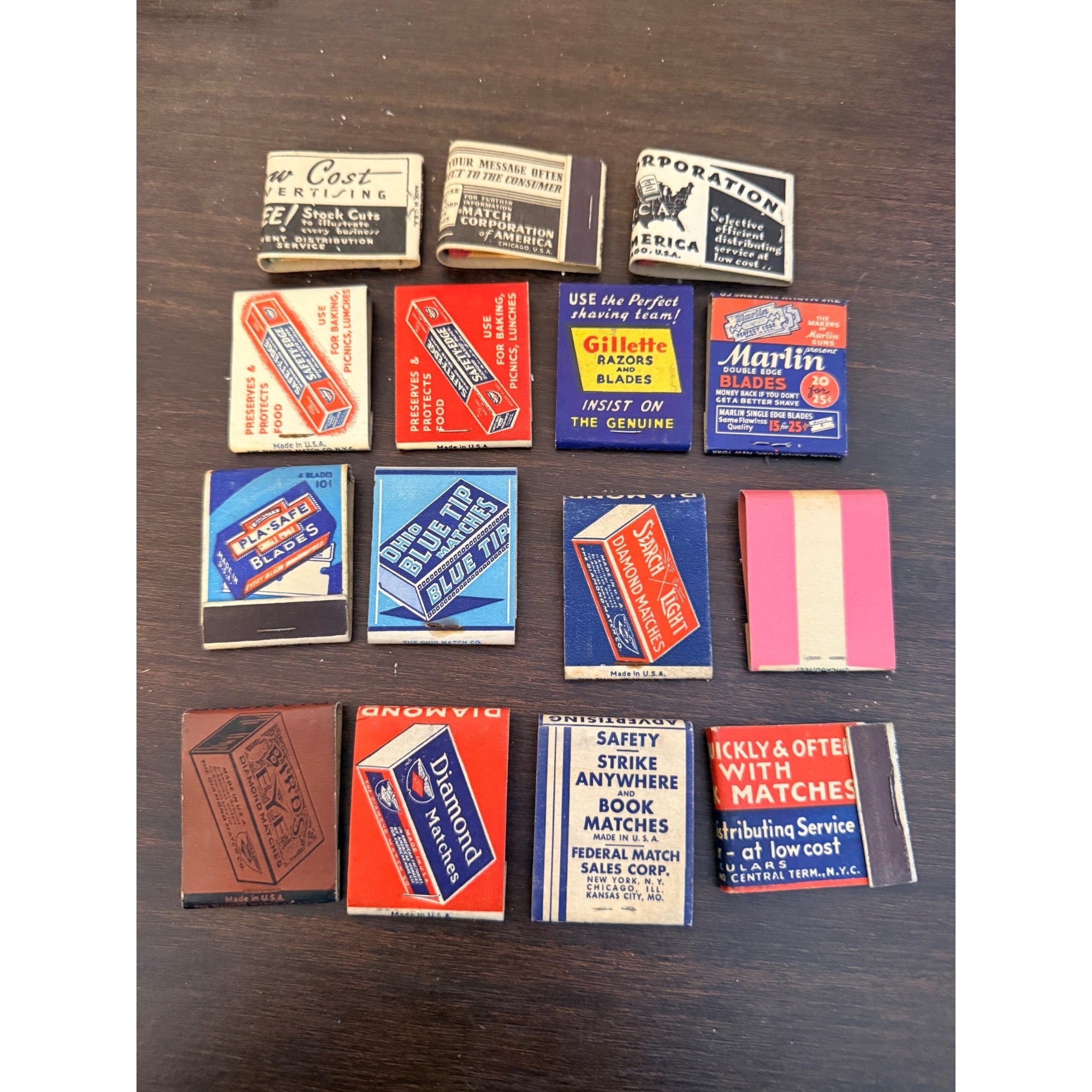 Vintage Huge Lot Diamond Ohio Blue Tip Birds Eye Brand FULL UNSTRUCK Matchbooks