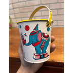 Vintage J. Chein Tin Litho Child's Sand Pail Toy Small 4.25" Circus Animals