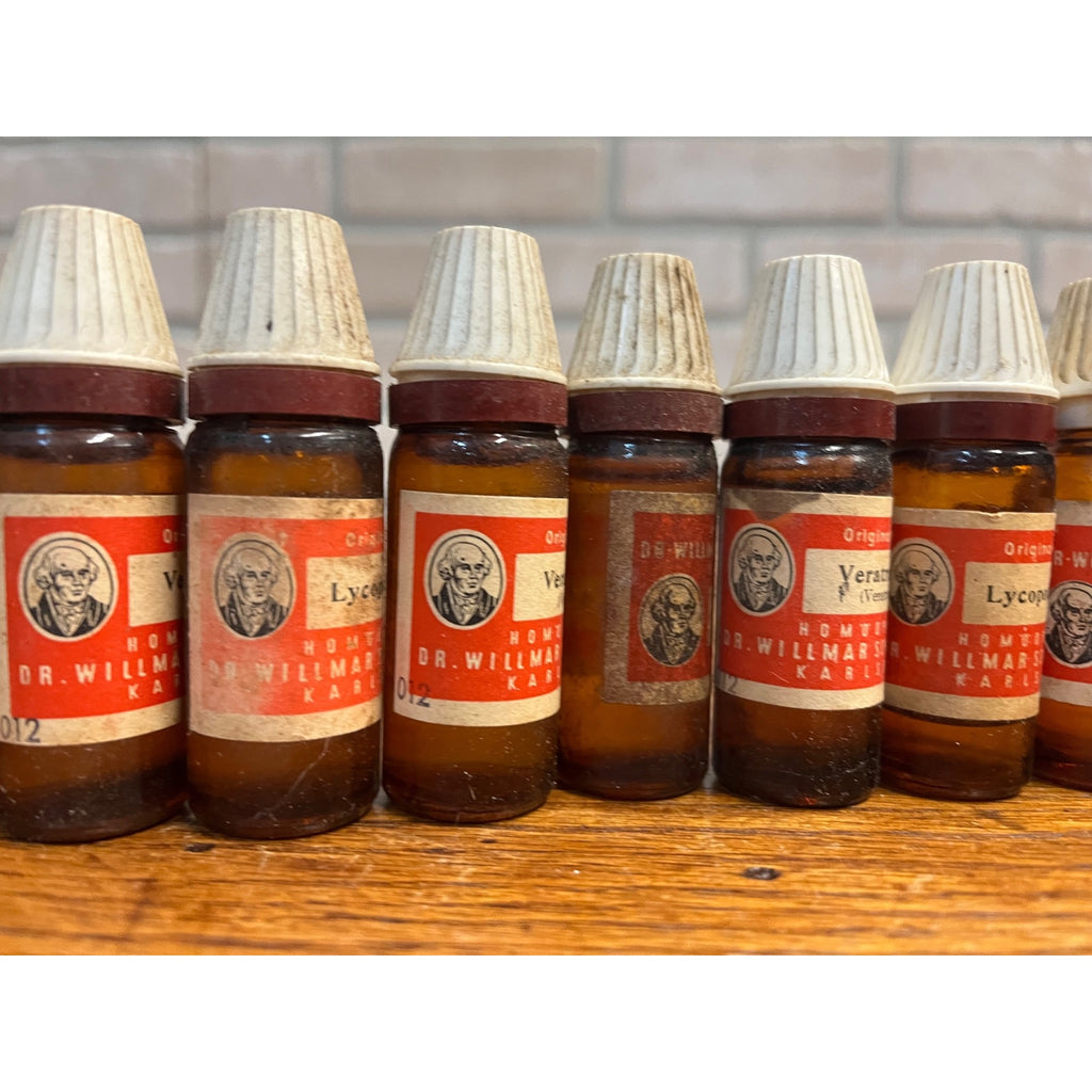 Antique Dr. Willmar Schwabe Homeopathic Medicine Bottles Lot (14) w/ Labels