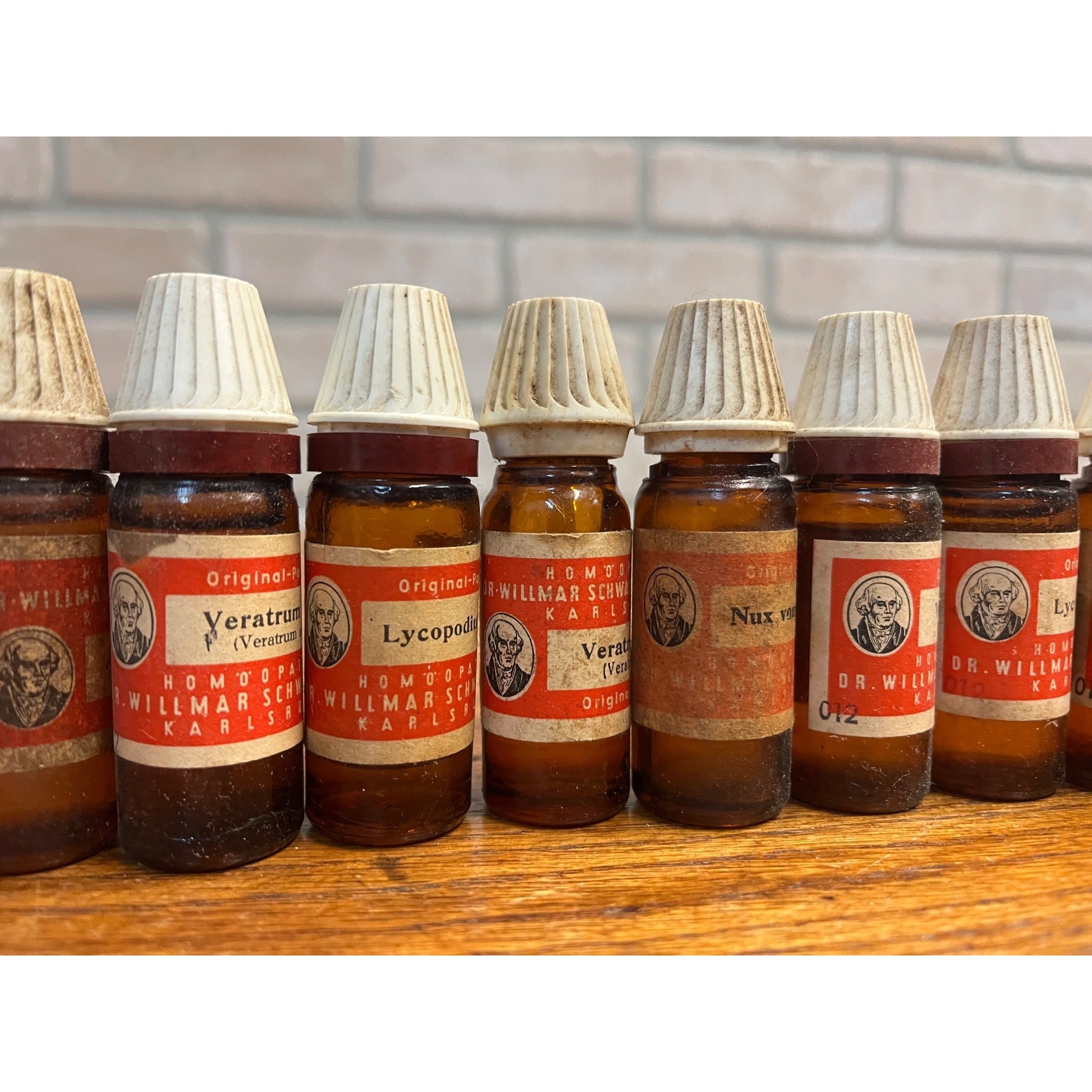 Antique Dr. Willmar Schwabe Homeopathic Medicine Bottles Lot (14) w/ Labels