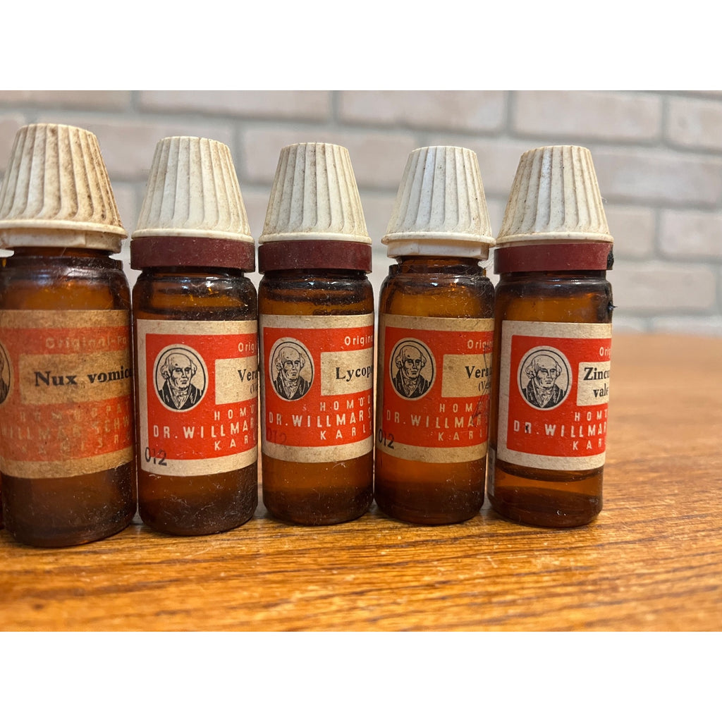 Antique Dr. Willmar Schwabe Homeopathic Medicine Bottles Lot (14) w/ Labels
