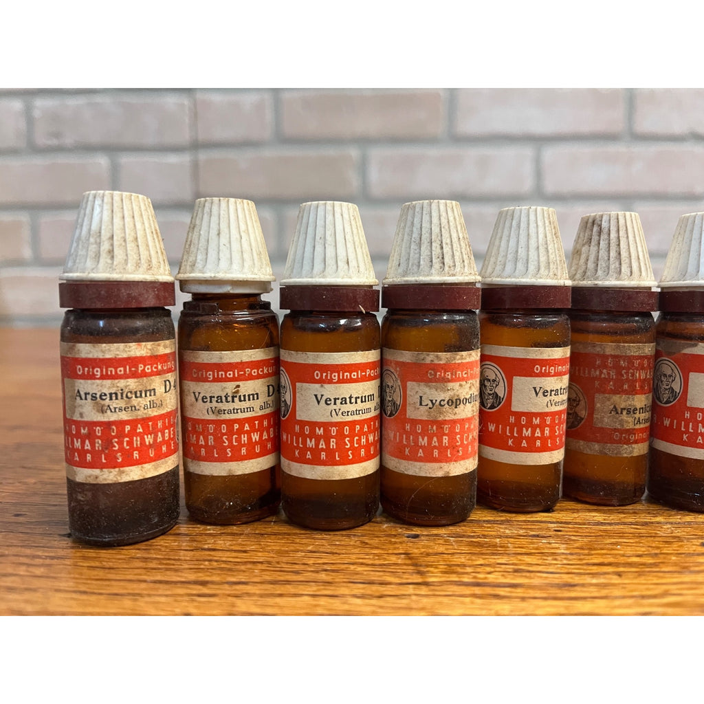 Antique Dr. Willmar Schwabe Homeopathic Medicine Bottles Lot (14) w/ Labels