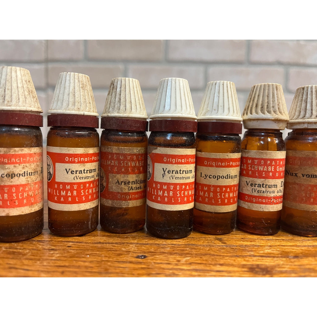 Antique Dr. Willmar Schwabe Homeopathic Medicine Bottles Lot (14) w/ Labels